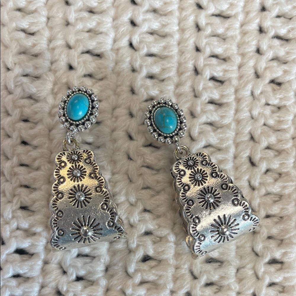 Silver and Turquoise Dangle Earrings